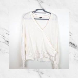 J. Crew Faux Wrap Cream Crepe Top